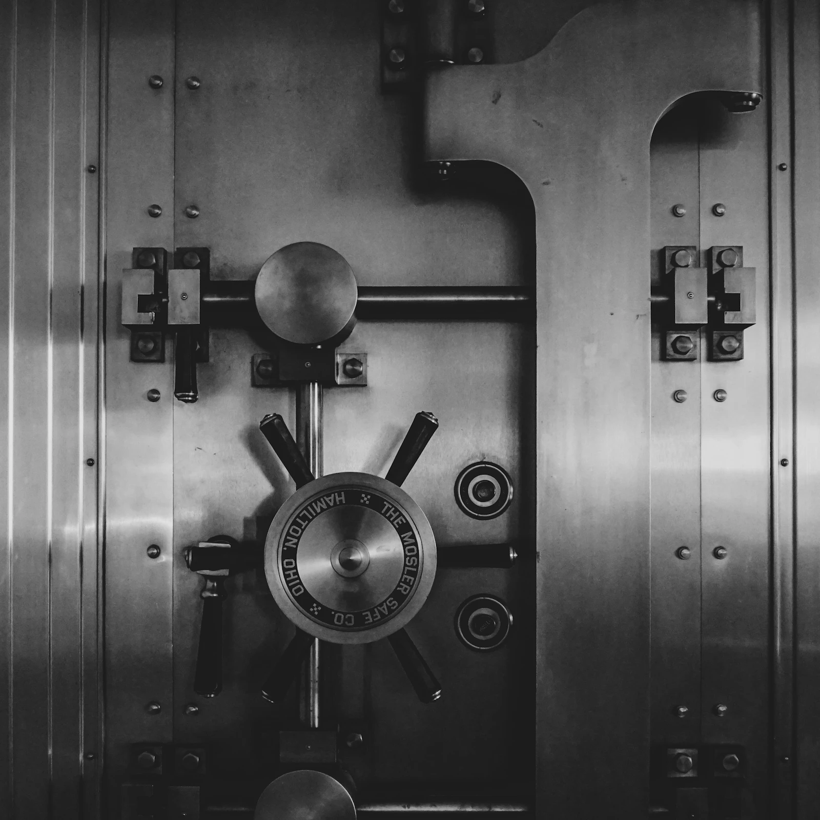A steel depository vault door